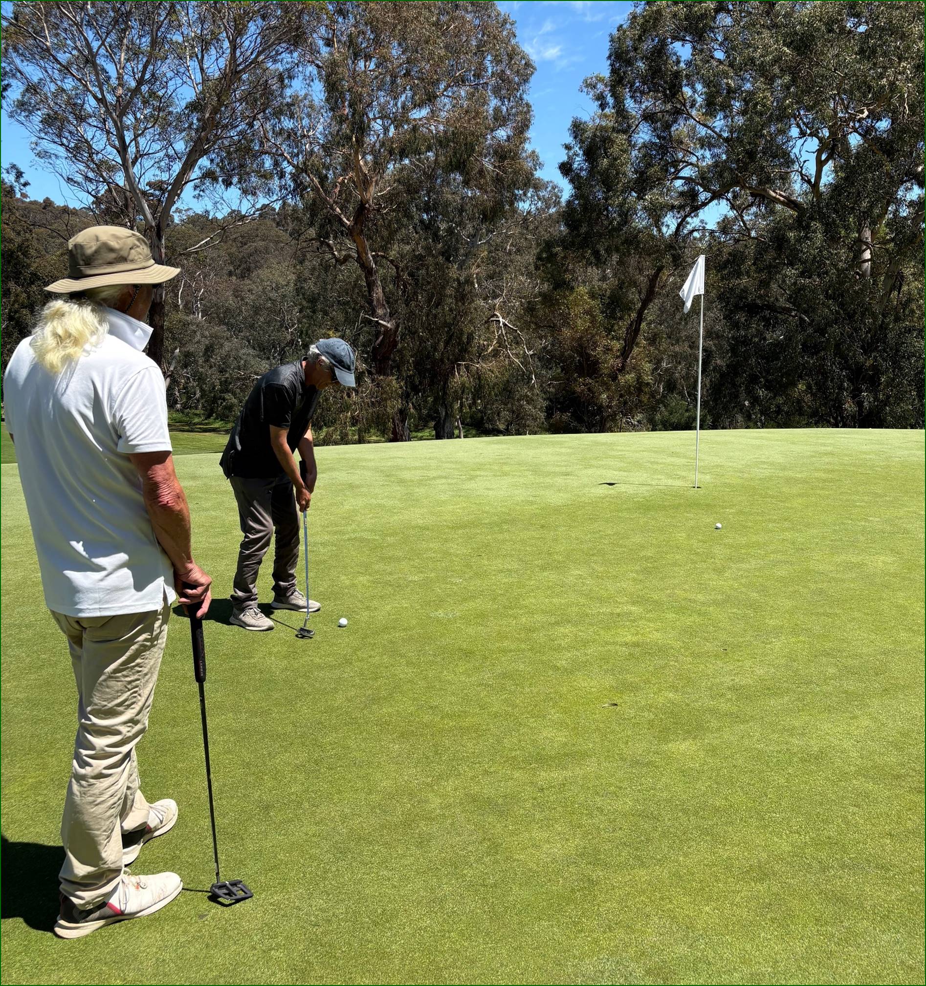 A group of people playing golf

Description automatically generated