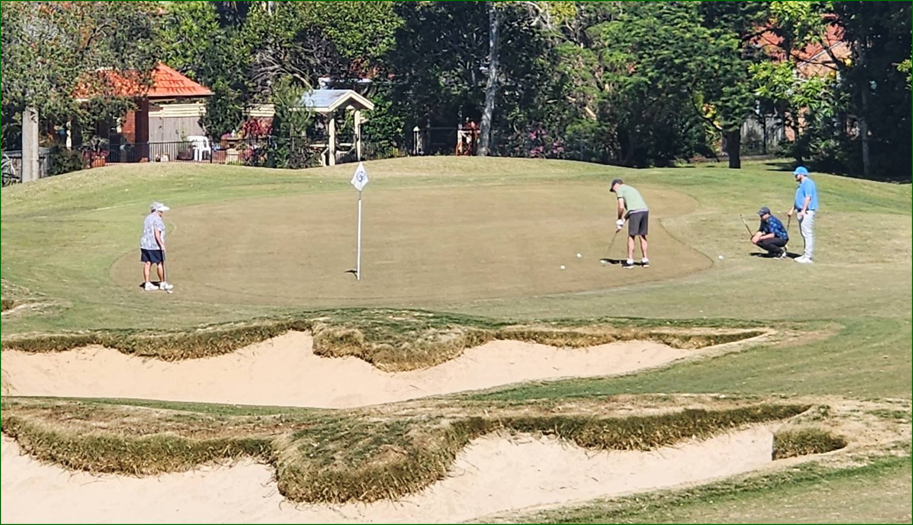 A person playing golf on a golf course

Description automatically generated